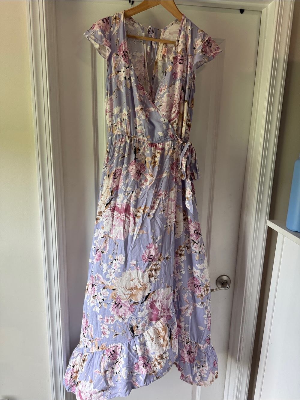 Lavender Floral Wrap Maxi Dress